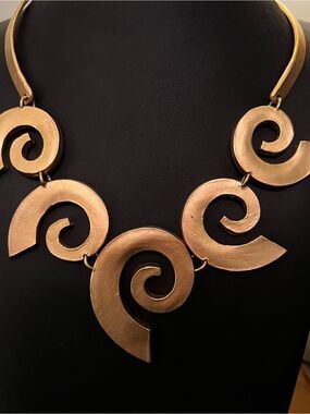 Vintage Gold Spiral Statement Collar Necklace